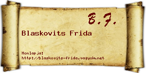Blaskovits Frida névjegykártya